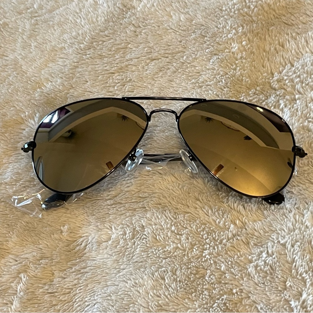 🔥 3 FOR $25 SALE 🔥 Oliver 58mm Aviator Sunglasses AQS Black Metal Mirrored NWOT - Picture 5 of 10